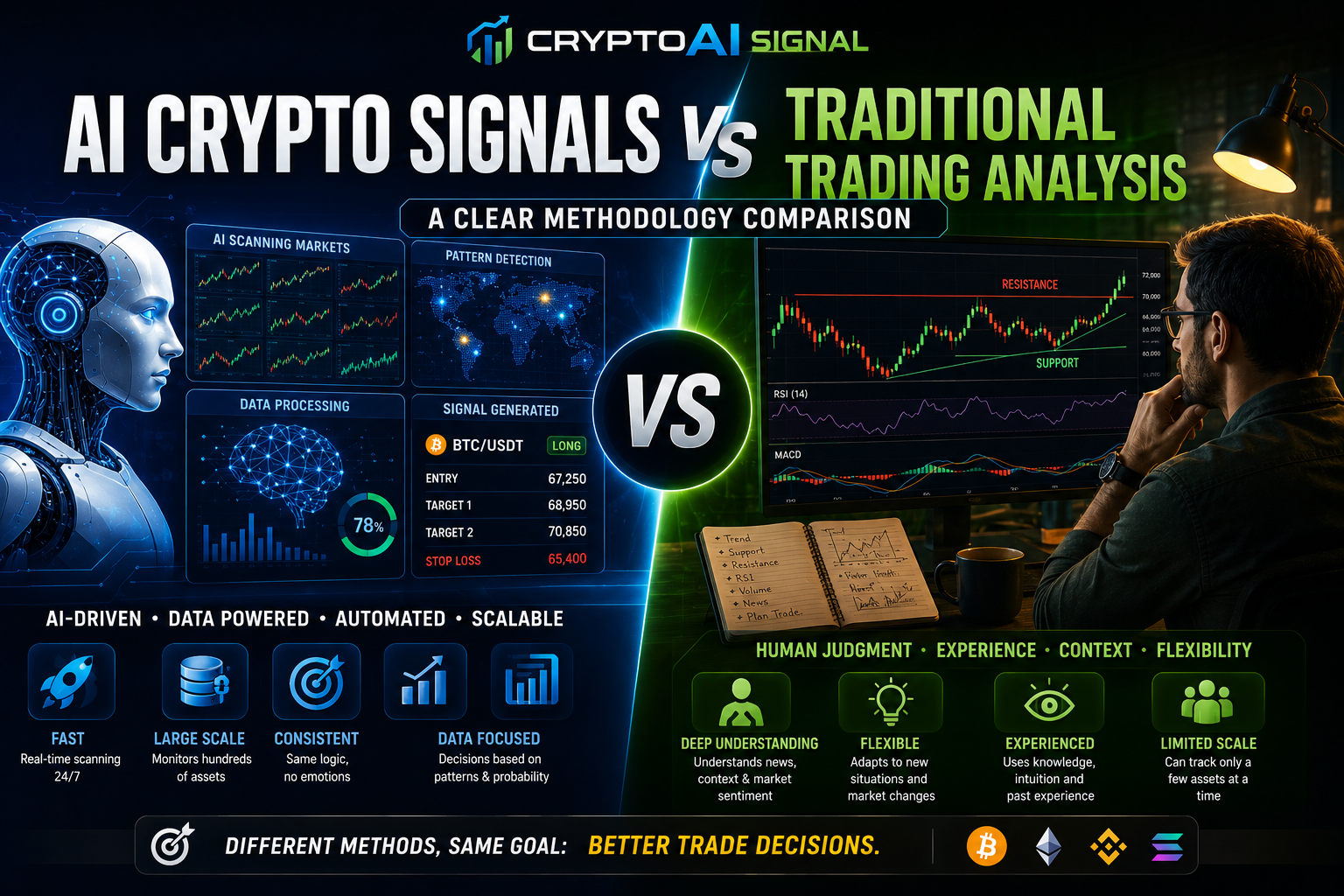 AI Crypto Signals vs Traditional Trading Analysis: A Clear Methodology Comparison