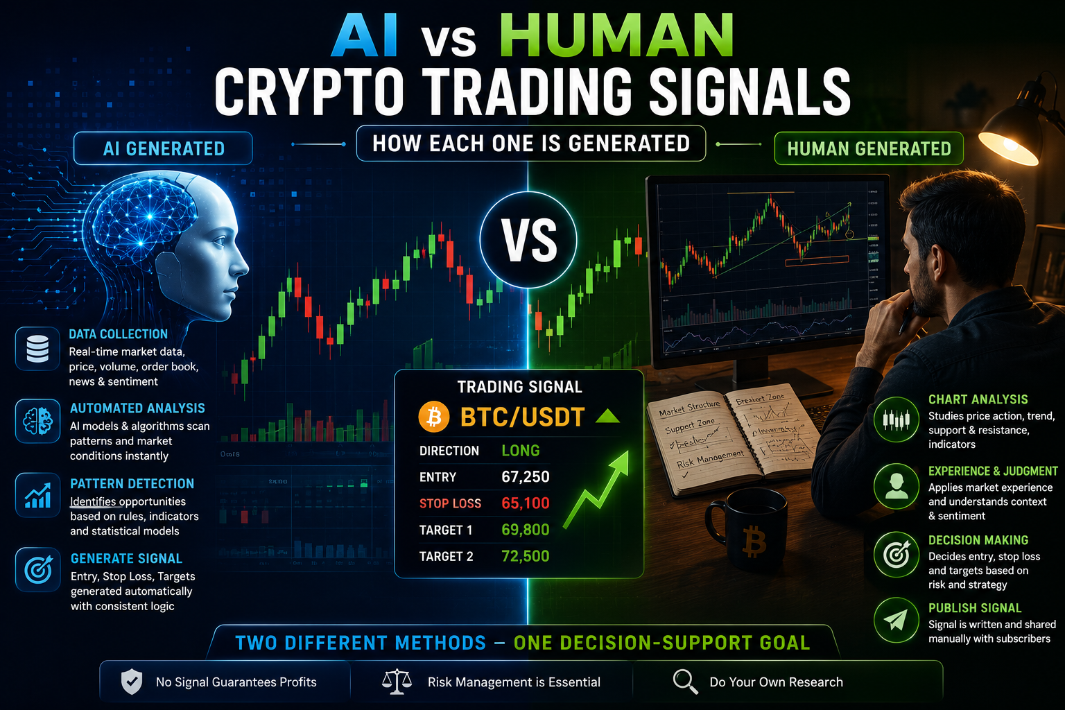 AI vs Human Crypto Trading Signals: How Each One Is Generated
